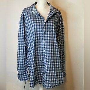 Robert Graham Men’s Button Down Long Sleeve Shirt. Navy, Green & White Plaid.